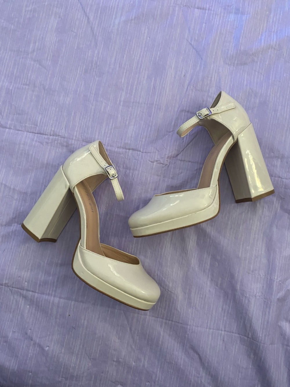 Brand New Madden Girl Patent Platform Heels in Cream - originally $80